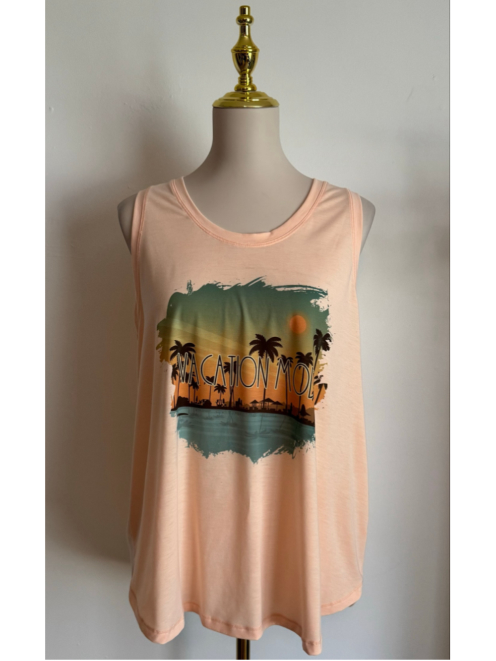 Women's All in Motion Vacation Mode Tank Top Peach Green Size XXL